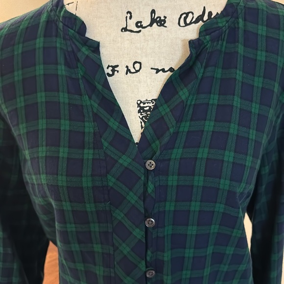 Talbots Blue Green Plaid Tunic Top Shirt L Large Like New - Picture 2 of 6